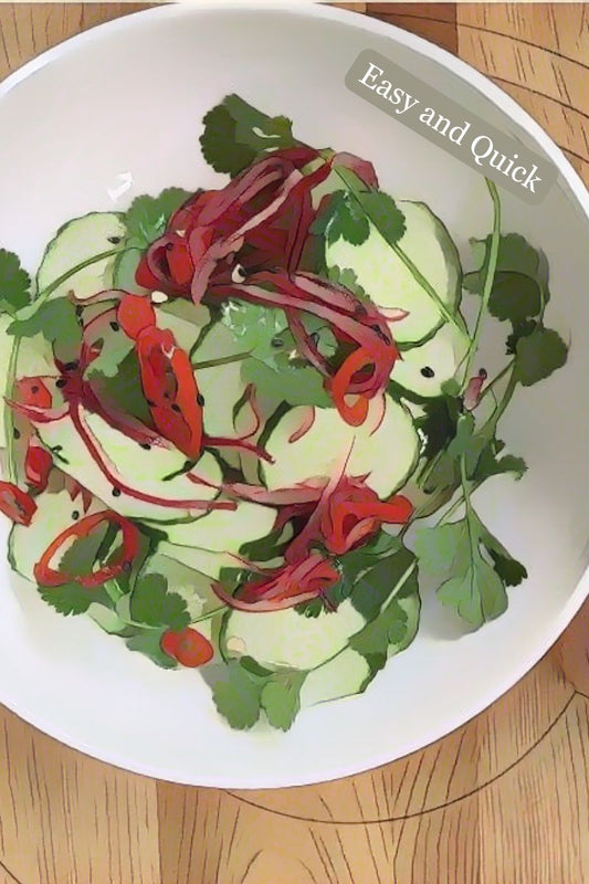 Cucumber Salad with Cheats Pickle Dressing.