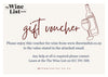 The Wine List most flexible gift card